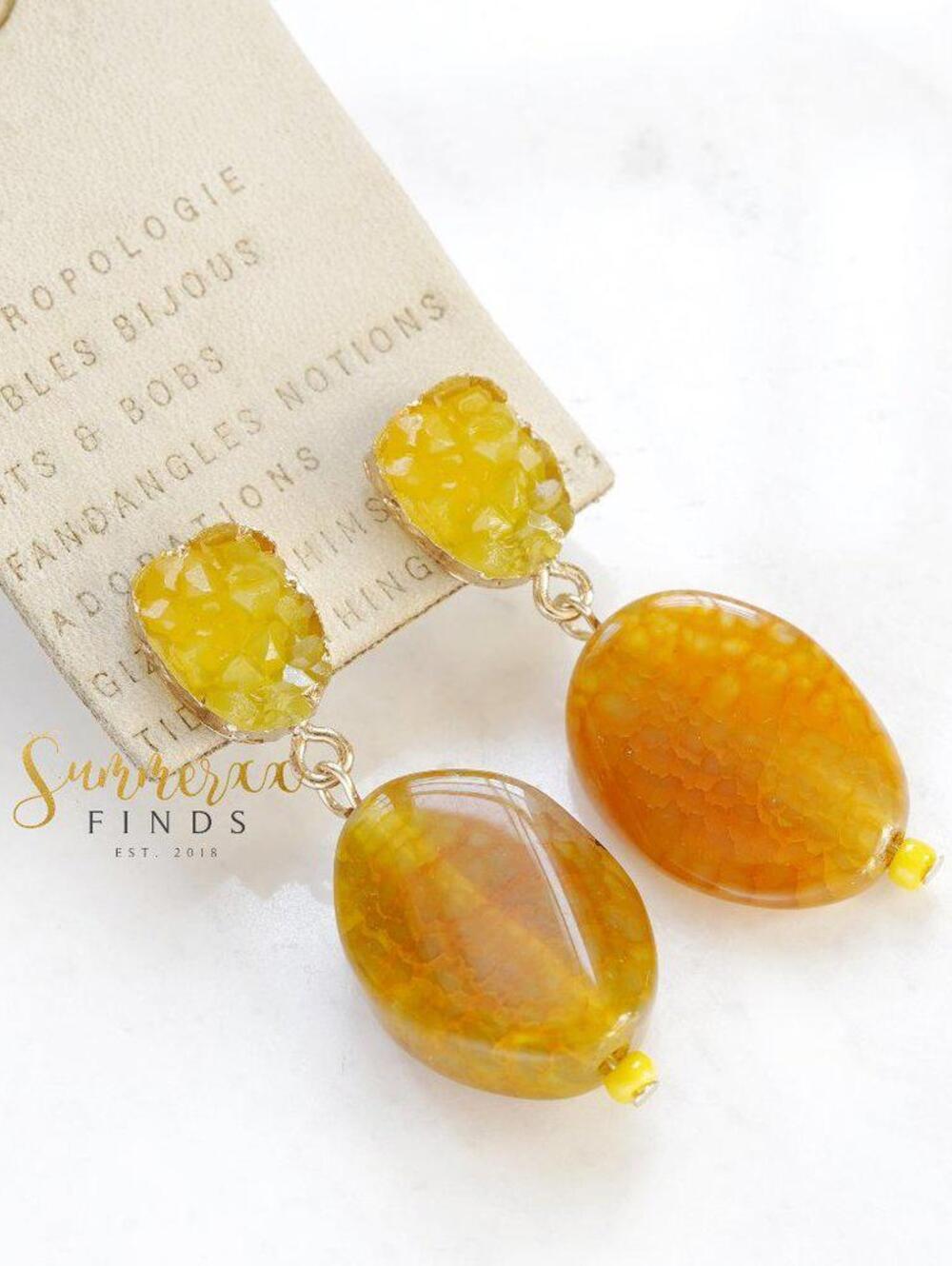 Anthropologie Druzy Stone Drop Earrings